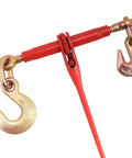 Beefed Up Heavy Duty Ratchet Load Binder Set 5/16 to 3/8 Inch Chains 5400 Lbs Working Load Drop Forged Tie Down Binders With Grappling Hook
