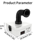 Heavy Duty Solder Fume Extractor With 3 Stage Filter And Top Notch Suction, showing dimensions with digital display