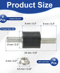 Solid M3 Rubber Isolator Mounts 8x8mm Pack Of 8 Anti Vibration Dampers With Lock Nuts For Motors, Air Compressors, And Small Engines, 24mm Height, Easy Install, Durable Fit, size chart with M3 thread and lock nut