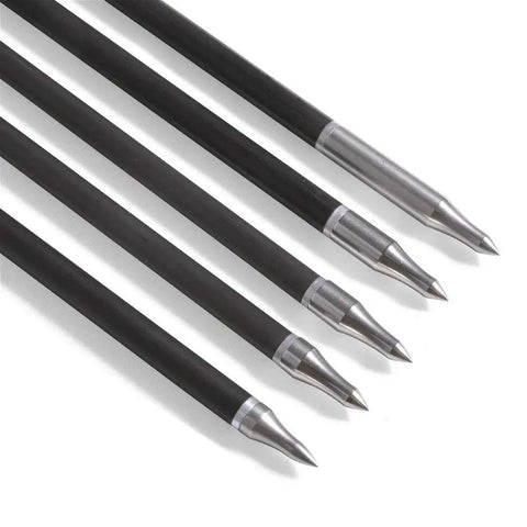 Close-up of 12 Pack Steel Archery Field Points for Target Practice, metal tips with 8mm OD and 4mm screw for 6.2mm shafts