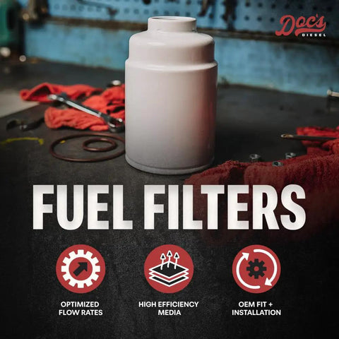 Diesel Fuel Filter DPS9059 For Chevy And GMC Duramax 6.6L 2500HD 3500HD 2001-2016 Replaces TP3018 on workshop table