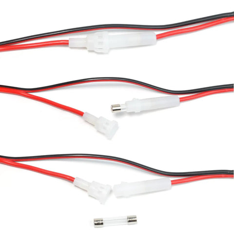 Beefy 12V CB Radio Power Cord Replacement 2 Wire 3 Pin With Stripped Ends Four Point Eight Feet Fused Cable Red Black