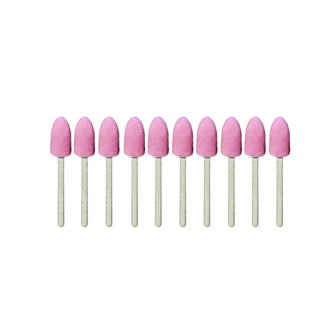 10 Piece 8mm Pink Aluminum Oxide Mounted Stone Point Grinding Abrasive Set With 1/8 Inch Shank For Dremel And Other Rotary Tools Pro Grade Heavy Duty Polishing Deburring Shaping