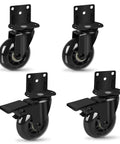 4-Pack 2.5 Inch L-Shaped Plate Swivel Caster With Brake Dual Bearing Silent Industrial Casters Wheels Load Capacity 500 Lbs