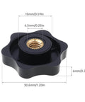 Close-up of one of the Must Have Ten Pack Six Star Knobs With One Quarter Inch Twenty Female Threads Hex Head Through Knobs.