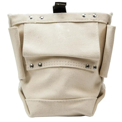 Front view of Bull-Pin And Bolt Bag Tool Pouch No 4 Canvas With Tunnel Connection, Built-Tough Heavy-Duty 5x5x9 Inch Tote