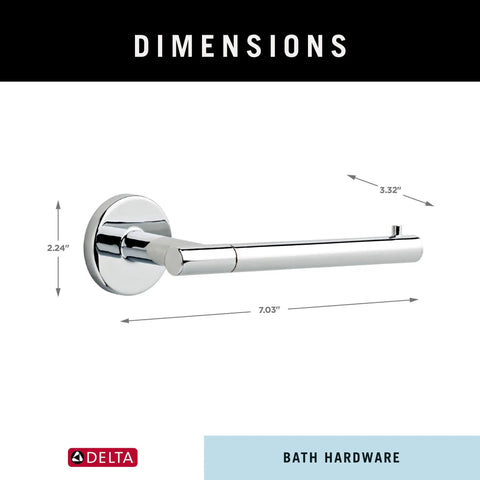 Dimensions of Single Post Toilet Paper Holder In Polished Chrome For Wall Mount Easy Install Durable Zinc Construction No Fuss Corrosion Resistant Finish Trinsic Bathroom Accessories Sleek Modern Bath Fixture.