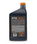 Container of AT6 Dexron VI Synthetic Transmission Fluid For GM Lexus Toyota Honda BMW And More, single quart size, back label view