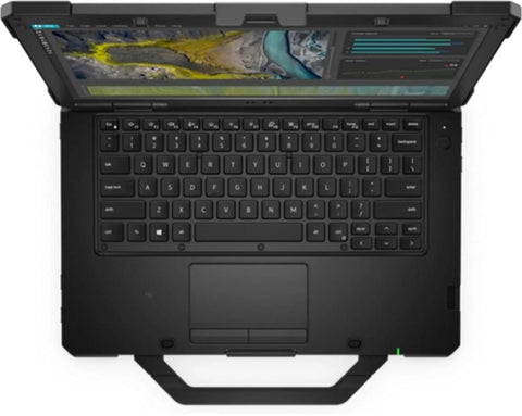Built Tough 14 Inch Laptop Packin Intel Core I5 With 16 Gigabytes Ram And 256 Gigabyte SSD Runs Windows 11 Pro Real Smooth For Your Daily Hustle. Top view of rugged laptop keyboard and screen.