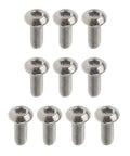 Rock Solid Gr1 Titanium M3 Socket Head Cap Screw Assortment with ten heavy duty fasteners in a neat arrangement.