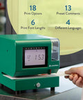 Heavy Duty Digital Time Recorder Featuring Solid Steel Construction And Bright Backlit Lcd Display Designed For The Daily Grind And Rugged Work Floors Where Dependable Employee Tracking Never Misses A Beat On Busy Shopsites, showing LCD panel and punch card.