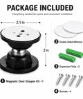 RV Magnetic Door Catch With Heavy Duty Hold Strong Magnet Door Stopper components, including screws and adhesive.