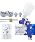 Lightweight Pneumatic Hvlp Spray Gun With 0 8 And 1 0 Mm Nozzles For Sweet Automotive Finishes Zero Fuss Airbrush Kit with accessories.