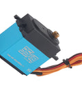 Heavy Duty 35Kg Coreless Digital Servo With Badass Torque And Smooth As Butter Handling Full Metal Gears Waterproof Build close-up view with wires.