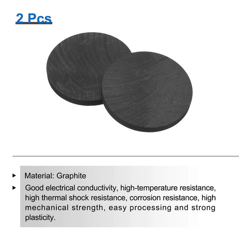 Round Graphite Block Disk Ingot For High Purity Graphite Electrode Plate Sheet 50x5mm Used In Melting Casting And Electrolysis Durable Pack Of 2 Ideal For Lab And Industrial Use