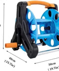 Portable Garden Hose Reel Cart With 50 Meter Hose And Nine Setting Spray Nozzle, compact size, durable polypropylene material.