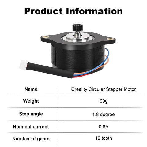 Beefed Up Extruder Motor For 3D Printers Low Noise Stepper With 0.8A Per Phase And 12 Tooth Gear High Torque Smooth Filament Feeding For K1 Max K1 Ender 3 V3 Series And K1 SE Plug And Play Compatibility, 99g circular stepper motor