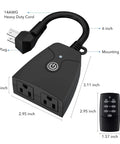 Outdoor Wireless Remote Control Outlet Kit With Weatherproof Heavy Duty Power Strip Indoor Light Switch Plugs shown with dimensions