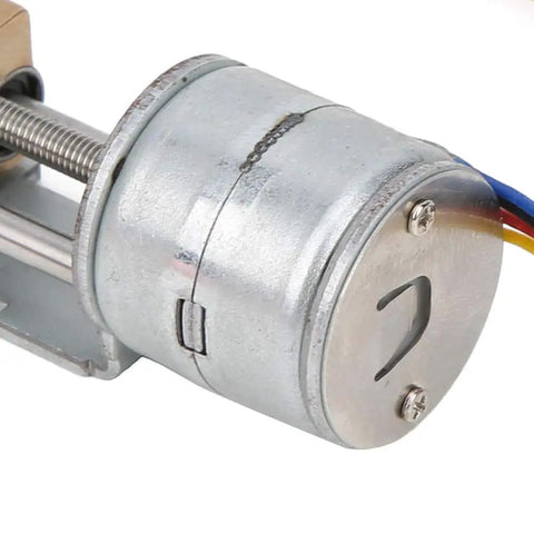 Heavy Duty Mini Linear Stepper Motor Paired With A Smooth Planetary Gearbox To Deliver Hella Precise 34Mm Stroke Action For Custom Printer Mods And Lab Rigs close-up of stepper motor and gearbox with wires visible