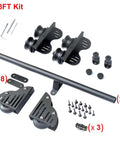 Rustic Black Sliding Library Ladder Hardware Kit With Track System And Brake Wheels No Ladder Included shown unassembled
