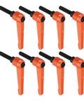 8 Pcs Adjustable Lever Handles M8 x 30mm Metric Thread With 70mm Levers in orange, suitable for machinery and jigs, shown side view