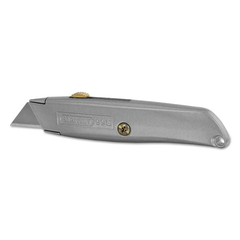 Retractable Utility Knife With Interlocking Nose, 3-Position Blade, Built In Blade Storage, multi-position blade slide side view