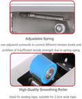 Heavy Duty Stainless Steel Desktop Carton Sealer With Smooth Adhesion Wheels No Power Needed Manual Tape Cutter For 2.5cm Wide Packing Straps And Quick Sealing Jobs On The Go adjustable spring and high-quality smoothing roller for sealing tape.