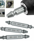 Easy Out 6 Pcs Damaged Screw Extractor Set Made From Premium High Grade Steel Reverse Drill Bits To Fix Broken Stripped Screws And Studs With Storage Case Perfect Tool Kit For Homeowners And Mechanics Looking For Quick Fixes. HSS 4341 screw extractors in drill and size #2 #3
