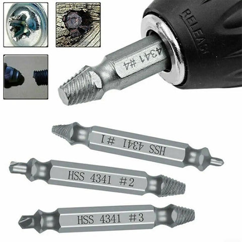 Easy Out 6 Pcs Damaged Screw Extractor Set Made From Premium High Grade Steel Reverse Drill Bits To Fix Broken Stripped Screws And Studs With Storage Case Perfect Tool Kit For Homeowners And Mechanics Looking For Quick Fixes. HSS 4341 screw extractors in drill and size #2 #3