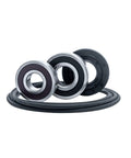 Top Quality Front Load Washer Tub Bearing And Seal Kit Replacement For Lg And Kenmore Machines showing three steel bearings and rubber seals.