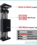 Precision Ball Screw XYZ Motion Slide With Three Pitch Options, 100mm To 1000mm Adjustable Travel, Integrated Linear Guide For Rock Solid Single Axis Or Versatile XYZ Multi Axis Setup, 100*80mm mobile table