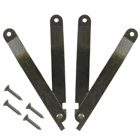 2 Pack Folding Lid Support Hinges Antique Bronze Rotating Iron Hinge For Cabinets Chests And Cupboards Durable 97mm x 11mm with screws
