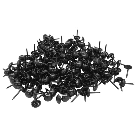 Top Shelf Black Upholstery Tacks For Furniture Repair Heavy Duty Metal Thumb Tacks Rust Resistant Matte Finish Rock Solid Design For Diy Woodworking, 200 pack of black thumb tacks.