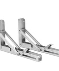 2-Pack Stainless Steel Triangle Folding Brackets Heavy Duty Adjustable Wall Mounted Shelves 12-Inch Silver
