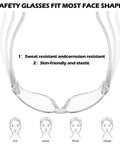 Rock Solid Bulk Safety Glasses Clear Protective Eyewear For Job Sites And Labs Work Ready Lightweight Crew Packs shown fitting various face shapes.