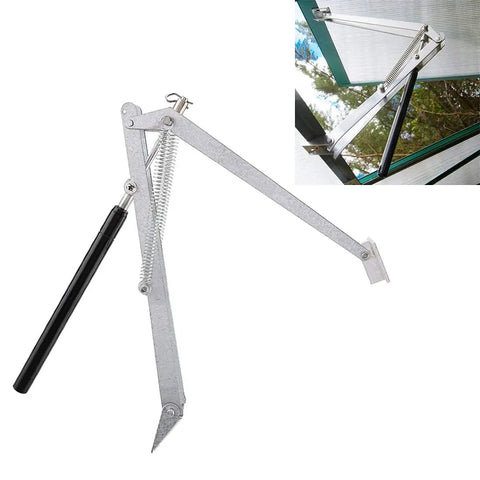 Automatic Greenhouse Vent Opener Solar Powered Kit with galvanized steel construction and dual spring for cold frames and hothouses.