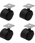 Heavy Duty Twin Wheel Casters 2 Inch Swivel Furniture Plates With Smooth Rolling Rubber Tires For Home Office And Workshop Use set of four black wheels