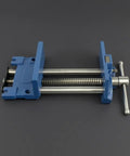 Heavy Duty 7 Inch Carpentry Bench Clamp Mountable Workbench Vise With Strong Clamping Power Navy Cast Iron Body shown from above.