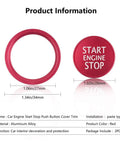 Audi Slick Red Engine Start Button Cover Stickers For A4 A5 A6 A7 Q5 Models, premium red aluminum alloy, measurements shown