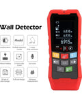 Heavy Duty Stud Finder And Wall Scanner With Wireless Pipe And Cable Detector For Electrical Hunting and Wood Beam Locating, red device with display.