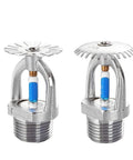 5Pcs High Temp Fire Sprinkler Heads DN15 R1/2 Thread Down Type Spray Nozzles 141C Rating showing two metallic nozzles with blue glass