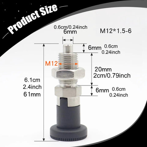 Top Shelf Stainless Steel Indexing Plunger With Easy Grab Nylon Handle And No Hassle Self Locking Design For Quick Workshop Clamping.