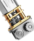 Close-up of 12V DC Micro Gear Motor 11 RPM Right Angle Metal Gearbox For 3D Printing Pen with visible metal gears.