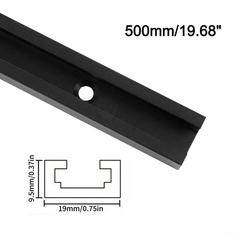 Beefy Aluminum T Track And T Slot for Woodworking Router Table Saw Jig 19x9.5mm Black Miter Bar 500mm side view