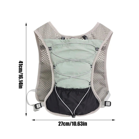 Back view of Hydration Vest With Reflective 5L Waterproof Water Backpack featuring quick-dry breathable material and adjustable straps.