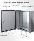 Heavy Duty IP67 Stainless Steel Junction Box Weatherproof Electrical Enclosure For Indoor Outdoor Use Wall Mount Control Box With Mounting Plate 40x20x50cm open door
