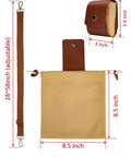 Foraging Bag With Adjustable Shoulder Strap Canvas Foraging Pouch, shown folded and unfolded with dimensions and features visible.