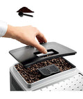 Hand opening bean container of All In One Bean To Cup Coffee Maker With Built In Grinder 15 Bar Pressure Auto Espresso Machine