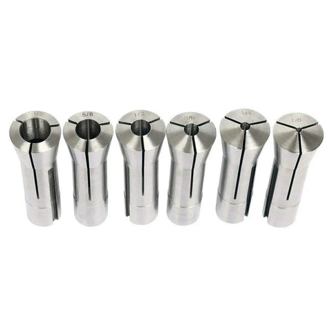Six Piece R8 Collets Set for CNC Milling 1/8 to 3/4 Inch, Precision Ground Hardened and Ground Mill Chuck Holder Kit