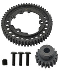 Beefy Hardened Steel 54T Spur Gear 1 Mod And 18T Pinion Upgrade Kit for Traxxas RC Cars with screws and pinion gear displayed